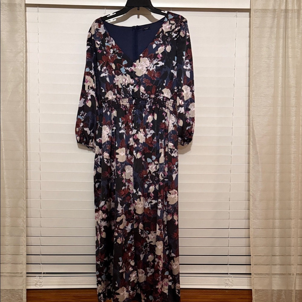 Floral Satin Maxi Dress - Multicolor